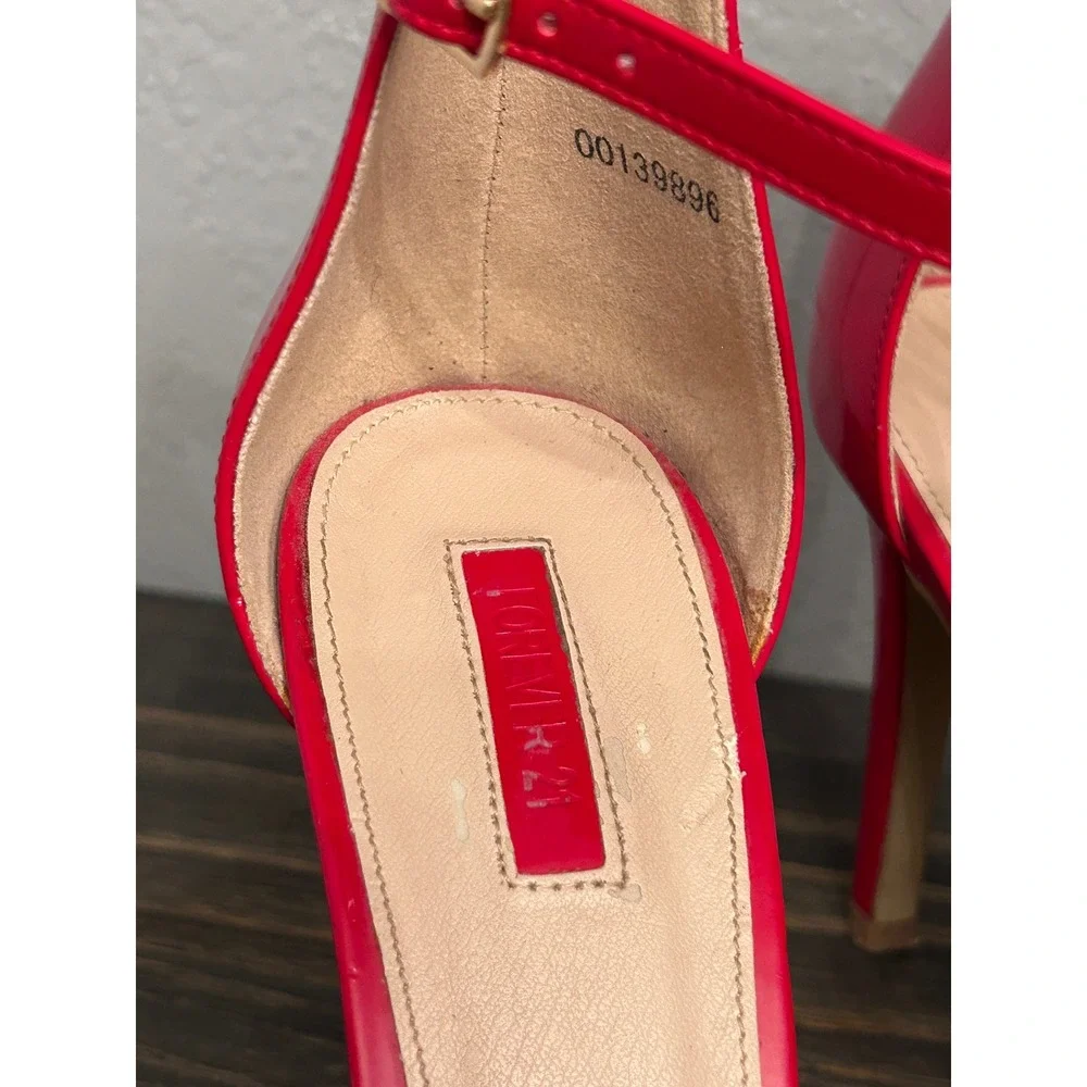 Red Ankle Strap Stiletto Heel Sandals Size 8.5 Sexy Party Date Night